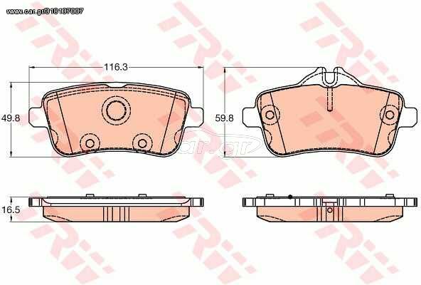 Σετ τακάκια, δισκόφρενα TRW GDB1947 για Mercedes-Benz  CLA-Class Coupe C117 2000cc 45 AMG 4MAT 2013- M 133.980 0074208220 A0064206320 0064203320 0074209020 0064204120 0064206320 0064204020 A0074209020