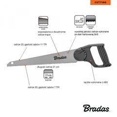 KT-V1406 ΠΡΙΟΝΙ ΞΥΛΟΥ 310mm ΡΥΘΜΙΖΟΜΕΝΗ ΚΛΗΣΗ BRADAS