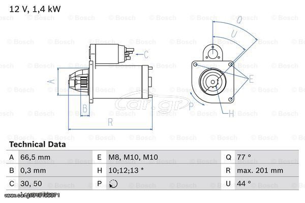 Μίζα BOSCH 0986022800 για Mercedes-Benz Citan Mixto 1500cc CDI 90ps 2012- OM 607.951 A6079060300 6079060300 M0T21471 M0T87881 M000T21471 M000T87881 23300BC40B 23300BC400 2330000QA0 2330000Q0F 2330000Q