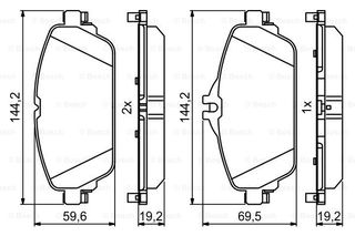 Σετ τακάκια, δισκόφρενα BOSCH 0986494951 για Mercedes-Benz C-Class Cabrio A205 1900cc C220 D 4MATIC 2018-Σήμερα OM 654.920 A0004208700 A0084203620 0004208700 0084203620