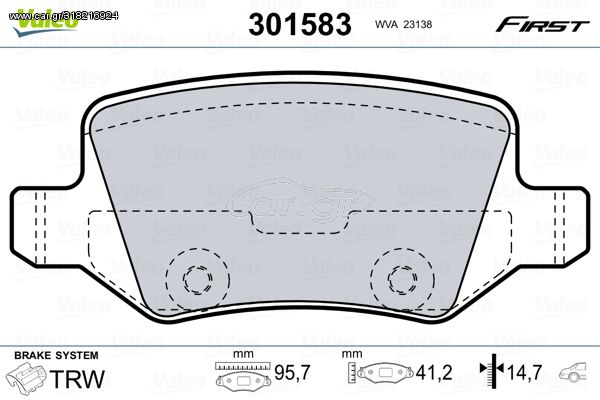 Σετ τακάκια, δισκόφρενα VALEO 301583 για Mercedes-Benz A-Class W168 1700cc A170 CDI 95ps 2001-2004 OM 668.942 1684200420 1694200420 1694201120 1694201420 1694201720 4144200120