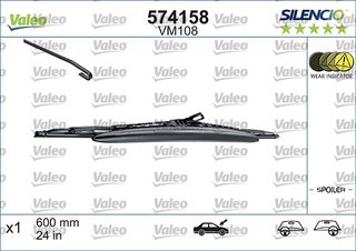 Μάκτρο καθαριστήρα VALEO 574158 για Mercedes-Benz C-Class SW S203 1800cc C200 CGI Kompress 2003-2007 M 271.942 61617161613 61617161613 288955X10B 288955X10B 1609361380 642301 642303 642301 642303 2889