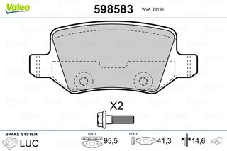 Σετ τακάκια, δισκόφρενα VALEO 598583 για Mercedes-Benz A-Class W168 1700cc A170 CDI 95ps 2001-2004 OM 668.942 1684200420 1694200420 1694201120 1694201420 1694201720 4144200120