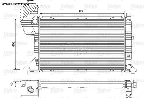 Ψυγείο, ψύξη κινητήρα VALEO 734689 για Mercedes-Benz Sprinter Bus 2100cc D 109ps 2000-2006 OM 611.981 9015003500 9015003600