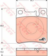 Σετ τακάκια, δισκόφρενα TRW GDB1123 για Mercedes-Benz C-Class W203 5400cc C55 AMG 367ps 2004-2007 M 113.988 05143633AA 05143633AB 5143633AA 5143633AB A004420162041 A0034203020 A0024208020 004420162041