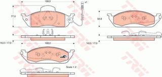 Σετ τακάκια, δισκόφρενα TRW GDB1378 για Mercedes-Benz ML W163 2300cc 230 150ps 1998-2005 M 111.977 1634200320 A1634200320 A1634200020 1634200020 A1634201220 A163420122041 163420122041 1634201220