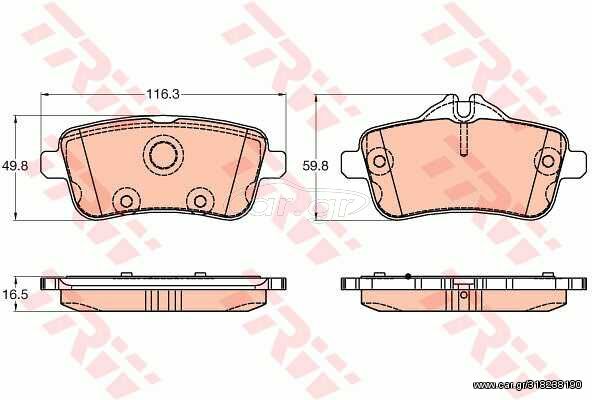 Σετ τακάκια, δισκόφρενα TRW GDB1947 για Mercedes-Benz GL-Class X166 5500cc 63 AMG 558ps 2012-2015 M 157.982 0074208220 A0064206320 0064203320 0074209020 0064204120 0064206320 0064204020 A0074209020 A0