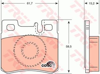 Σετ τακάκια, δισκόφρενα TRW GDB987 για Mercedes-Benz E-Class Coupe C124 3200cc 220ps 1993-1997 M 104.992 A0054201720 A0014200220 0014201320 A0014201320 0014207320 A0014207320 005420172041 0014200220 0