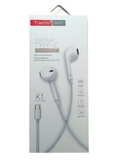 K1 Type-C Stereo Headset Ακουστικά με μικρόφωνο λευκά Tranyoo