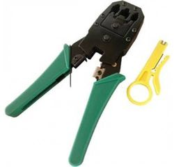 Πρέσα ακροδεκτών τηλεπικοινωνιών μεταλλική για φις RJ45,RJ11,RJ12  μαζί με απογυμνωτή 11666 TUOSEN