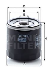 Φίλτρο λαδιού MANN-FILTER W7032 για Mercedes-Benz  CLA-Class Coupe C117 1500cc 180 CDI 109 2013- OM 607.951 6071840225 A6071840225 1520800Q1D 1520800Q1J 152085488R 152089599R