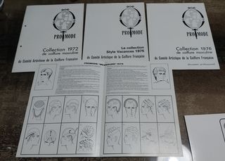 5 Vintage Περιοδικά κουρείου-κομμωτηριου,9 καρτέλες collection τεχνικων κουρεματων