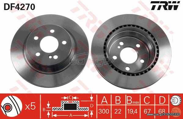 Δισκόπλακα TRW DF4270 για Mercedes-Benz E-Class W211 5000cc 306ps 2002-2008 M 113.967 0004230912 A2114230912 2114230912 A0004230912