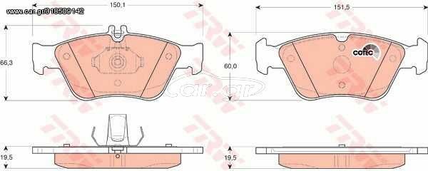 Σετ τακάκια, δισκόφρενα TRW GDB1205 για Mercedes-Benz E-Class W210 2200cc D 125ps 1998-1999 OM 611.961 A0054204720 004420022041 A0044200220 0044200220 A0024204420 0024209620 0054204720 A004420022041 A