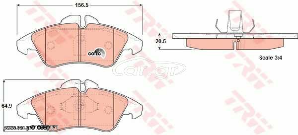 Σετ τακάκια, δισκόφρενα TRW GDB1220 για Mercedes-Benz Sprinter Van 2900cc D 102ps 1995-2000 OM 602.980 A0044205520 0024203920 0044205520 0084204220 A0024209920 A0084204220 A0024203920 0024209920 2D069