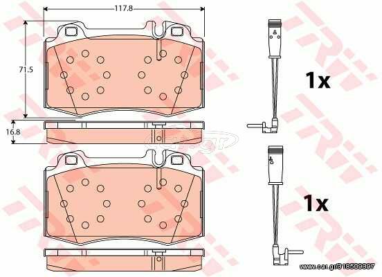 Σετ τακάκια, δισκόφρενα TRW GDB1543 για Mercedes-Benz E-Class SW S211 5000cc 306ps 2003-2009 M 113.967 004420902041 A0064203220 0034205820 0044209020 0064201220 0044200520 004420052067 A0034205820 A00