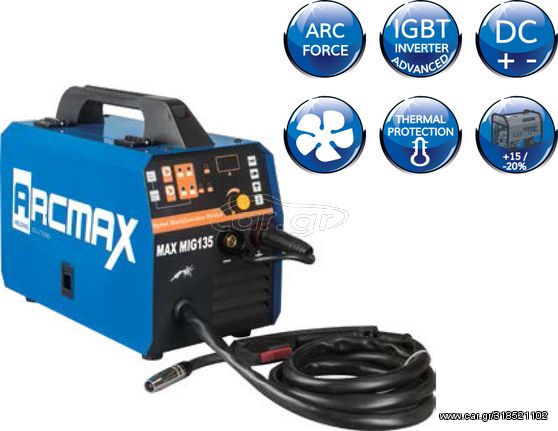 ΗΛΕΚΤΡΟΣΥΓΚΟΛΛΗΣΗ INVERTER ΓΙΑ ΗΛΕΚΤΡΟΔΙΑ ΚΑΙ TIG MAX MIG135.