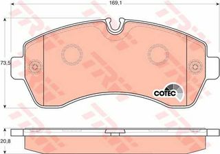 Σετ τακάκια, δισκόφρενα VECTOR VP1696 για Mercedes-Benz Sprinter Van 2100cc D 114ps 2018-Σήμερα OM 651.950 A0044206820 4420822027 0054205320 A004420822027 004420822027 0044208220 A0054205320 A44208220