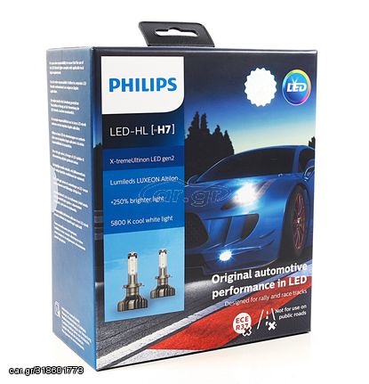 PHILIPS H7 X-Treme Ultinon Led Gen2 13.2V 25W +250% Περισσότερο Φως 5800K 2τμχ (11972XUWX2) 2τμχ