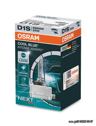OSRAM D1S 12V + 24V 35W PK32d-2 XENARC COOL BLUE INTENSE NextGen. 6200K + 150% Περισσότερο Φως (66140CBN) 1τμχ