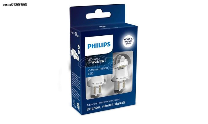 PHILIPS W21/5 X-Treme Ultinon Led White 6000K 12/24V 2τμχ 11066XUWX2