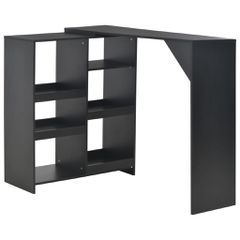 vidaXL Τραπέζι Μπαρ με Κινητή Ραφιέρα Μαύρο 138 x 39 x 110 εκ.