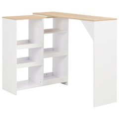 vidaXL Τραπέζι Μπαρ με Κινητό Ράφι Λευκό 138 x 39 x 110 εκ.