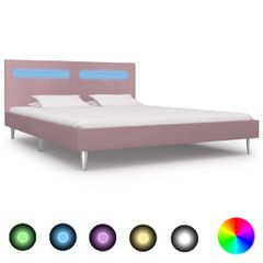 vidaXL Πλαίσιο Κρεβατιού με LED Ροζ 180 x 200 εκ. Υφασμάτινο
