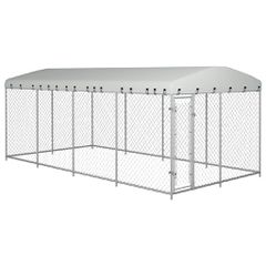 vidaXL Κλουβί Σκύλου Εξωτερικού Χώρου 7,6 x 3,8 x 2,3 μ. με Στέγαστρο