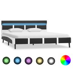 vidaXL Πλαίσιο Κρεβατιού με LED Γκρι 140x200 εκ. από Συνθετικό Δέρμα