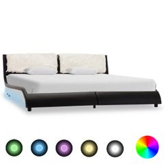 vidaXL Πλαίσιο Κρεβατιού με LED Ασπρόμαυρο 180x200 εκ. Συνθετικό Δέρμα