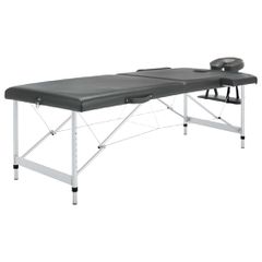 vidaXL Κρεβάτι Μασάζ 2 Θέσεων Ανθρακί 186x68 εκ. με Σκελετό Αλουμινίου