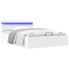 vidaXL Πλαίσιο Κρεβατιού Αποθ. Χώρο/LED Μαύρο 140x200 εκ. Δερματίνη