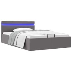 vidaXL Πλαίσιο Κρεβατιού Αποθ. Χώρο/LED Γκρι 140x200 εκ. Δερματίνη