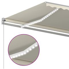 vidaXL Τέντα Συρόμενη Χειροκίνητη με LED Κρεμ 400 x 300 εκ.-thumb-4
