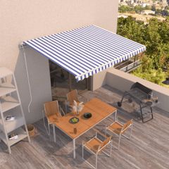 vidaXL Τέντα Συρόμενη Αυτόματη Μπλε / Λευκό 450 x 350 εκ.