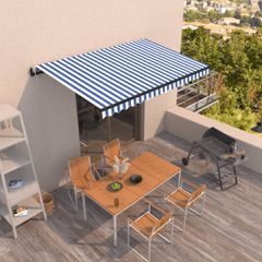 vidaXL Τέντα Συρόμενη Αυτόματη Μπλε / Λευκό 450 x 350 εκ.