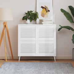 vidaXL Πορτάκια με Περσίδες 4 Τεμ. Λευκά 39,5x49,4εκ Μασίφ Ξύλο Πεύκου