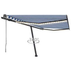 vidaXL Τέντα Αυτόματη με LED & Αισθητήρα Ανέμου Μπλε/Λευκό 400x300 εκ.