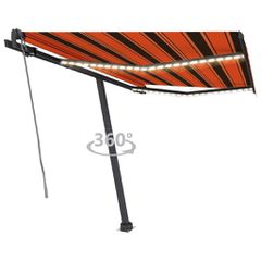 vidaXL Τέντα Αυτόματη με LED&Αισθητ. Ανέμου Πορτοκαλί/Καφέ 350x250 εκ.