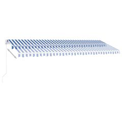 vidaXL Τέντα Συρόμενη Χειροκίνητη με LED Μπλε / Λευκό 500 x 350 εκ.-thumb-2