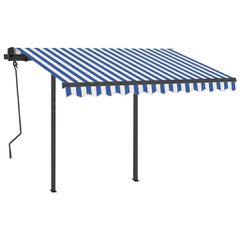 vidaXL Τέντα Συρόμενη Χειροκίνητη με LED Μπλε/Λευκό 3,5x2,5 μ.-thumb-2