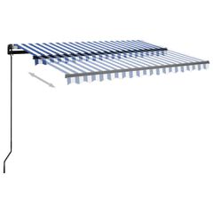 vidaXL Τέντα Συρόμενη Χειροκίνητη με LED Μπλε/Λευκό 3,5x2,5 μ.-thumb-3