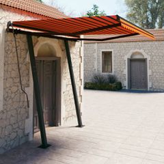 vidaXL Τέντα Συρόμενη Χειροκίνητη με Στύλους Πορτοκαλί / Καφέ 3,5x2,5μ