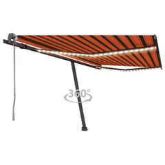 vidaXL Τέντα Αυτόματη με LED&Αισθητ. Ανέμου Πορτοκαλί/Καφέ 400x300 εκ.