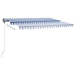 vidaXL Τέντα Συρόμενη Χειροκίνητη με LED Μπλε / Λευκό 450 x 350 εκ.-thumb-4