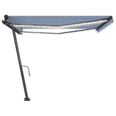 vidaXL Τέντα Συρόμενη Χειροκίνητη με LED Μπλε / Λευκό 450 x 350 εκ.-thumb-3