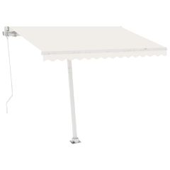 vidaXL Τέντα Συρόμενη Χειροκίνητη με LED Κρεμ 300 x 250 εκ.-thumb-2