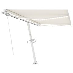 vidaXL Τέντα Συρόμενη Χειροκίνητη με LED Κρεμ 300 x 250 εκ.-thumb-1