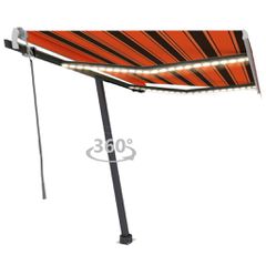 vidaXL Τέντα Συρόμενη Χειροκίνητη με LED Πορτοκαλί/Καφέ 300 x 250 εκ.